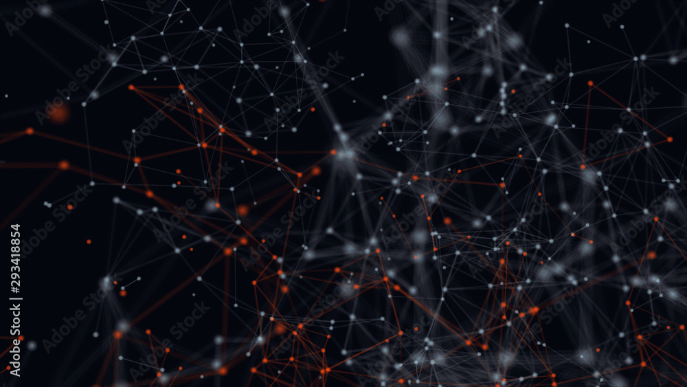 Poster blurry abstract 3d rendering abstract background blue network concept . future backgroundtechnology 