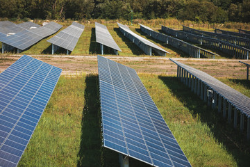 Solar panels in aerial view