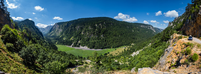 Summer Tara Canyon in mountain Durmitor National Park, Montenegro.