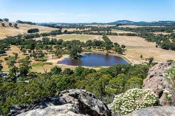 Fototapeta na wymiar View from the summit of Hanging Rock in Victoria, Australia.