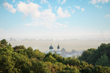 Aerial morning view of orthodox Church