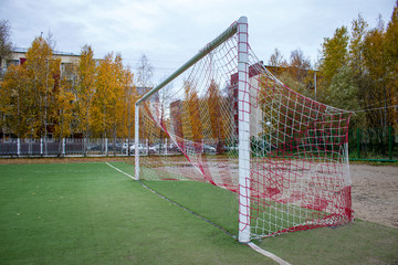 Soccer field college on artificial grass.