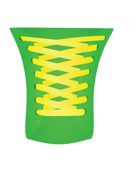 Yellow shoe lace on green. vector illustration