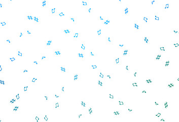 Light Blue, Green vector texture with musical notes.