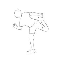 stretching process fitness contour vector illustration