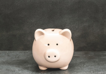 Piggy bank money on blue background