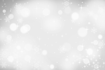 white background with Winter Christmas background snow fall with white bokeh