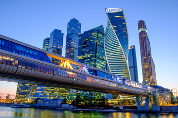 Magnificent evening landscape with a view of skyscrapers in Moscow