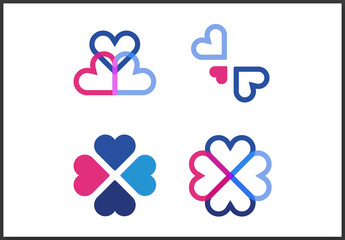 Pink and Blue Hearts Icon Set