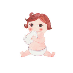 baby drinks milk