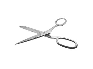 Old metal scissors isolated on white background. Clipping Path