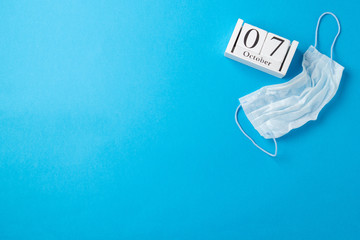 World physician day 2019, october 11, calendar and medical mask