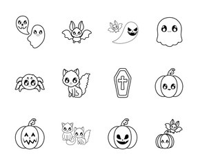 bundle halloween with set icons