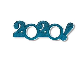 2020 New Year. Numbers two thousand twenty on a white background with a shadow.
