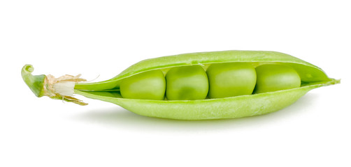 Green peas in the pod isolated on white
