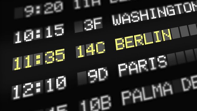 Departure Board at Airport - Destination Berlin in Germany