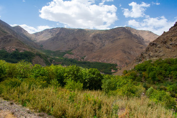 High Atlas Mountains in Morocco. Nature Landscape of North Africa, Road to Toubkal or Tubkal Mountain 