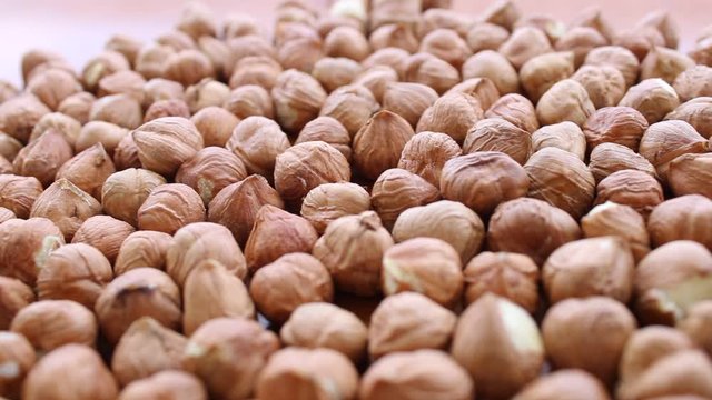 Fresh hazelnuts  close up view, filbert fresh fruits