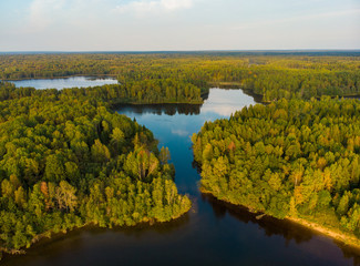 Nature of Russia: Valday National park. Lake Vel'e. Aerial view