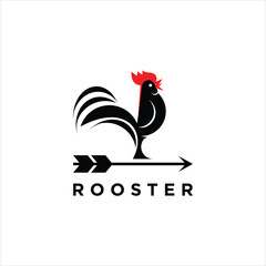 rooster logo simple modern poultry design with arrow vector template
