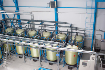 Industrial water purification filters. Panoramic view