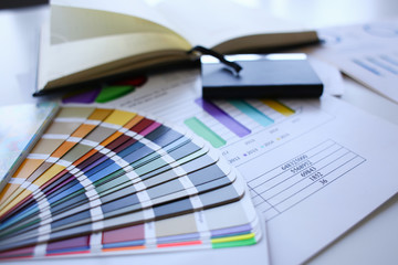 Color print of pantone statistics offset organization gives customer an order products for...
