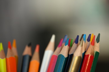 colored pencils many different opinions educational concept of studying fine art