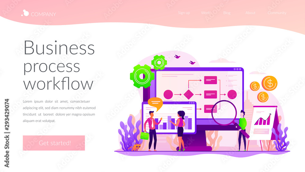Poster company strategy. work organization. project management. business process automation, business proce