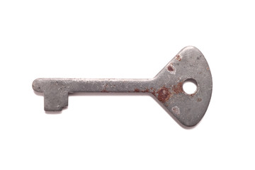 old key lock isolated on white background