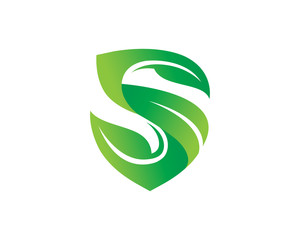 Letter S leaf logo symbol or icon template