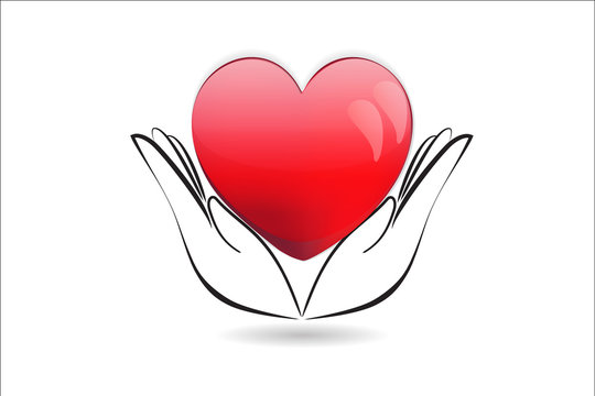 Logo hands holding a beautiful heart icon vector image