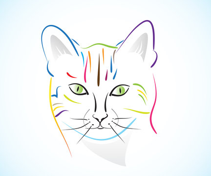 Logo cat head icon line art colorful id card vector image