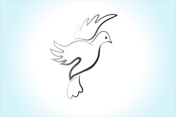 Dove of peace bird flying on the sky logo vector religious image