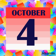 October 4 icon. For planning important day. Banner for holidays and special days. Vector Illustration.