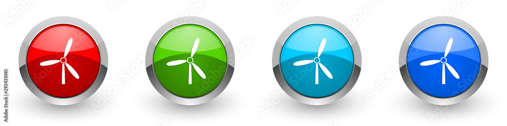 Aufkleber windmill silver metallic glossy icons, red, set of modern design buttons for web, internet and mobil