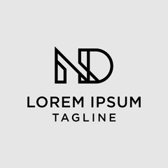 initial letter logo ND, DN logo template