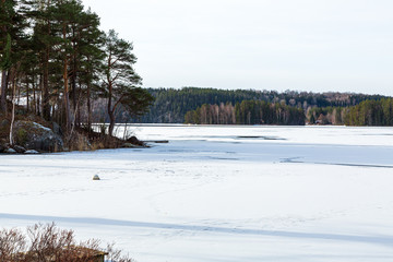 Frozen lake with snow on a cold winter day © Björn Kristersson
