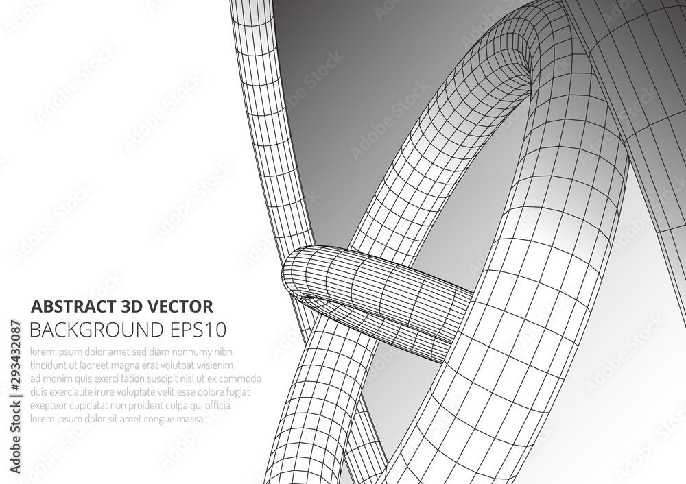 Poster abstract toroidal volumetric figures. the structure of geometric shapes. optical illusion of volume.