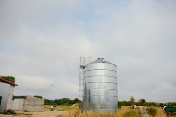 Modern steel grain silo agriculture