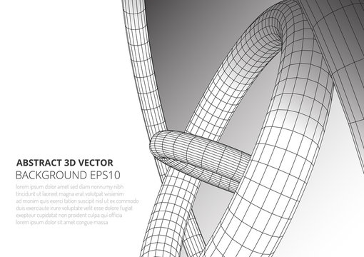Abstract toroidal volumetric figures. The structure of geometric shapes. Optical illusion of volume.