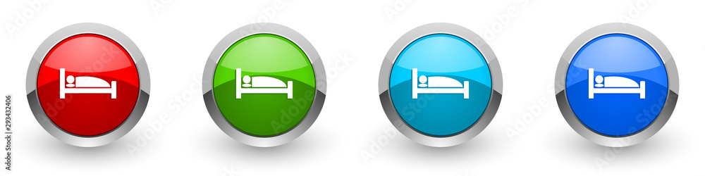 Aufkleber hotel silver metallic glossy icons, red, set of modern design buttons for web, internet and mobile a