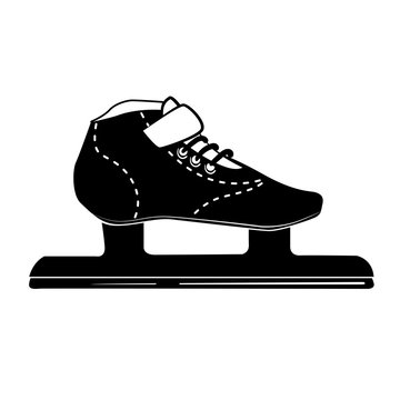 Racing skating glyph icon, winter activity and sport, ice skate sign, solid pattern isolated on white background,