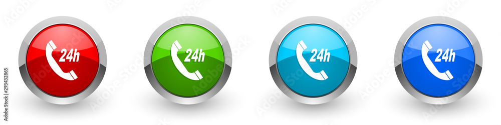 Poster service silver metallic glossy icons, red, set of modern design buttons for web, internet and mobile