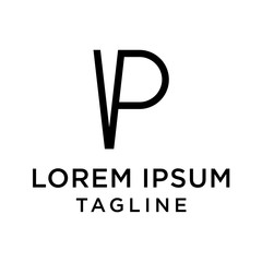 initial letter logo PV, VP logo template