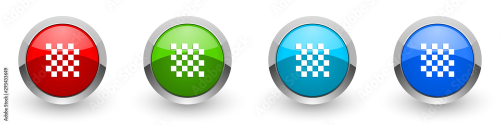 Aufkleber chess silver metallic glossy icons, red, set of modern design buttons for web, internet and mobile a