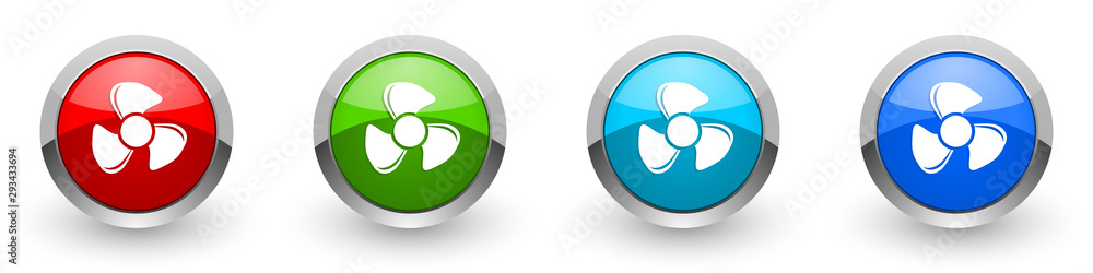 Aufkleber fan silver metallic glossy icons, red, set of modern design buttons for web, internet and mobile app