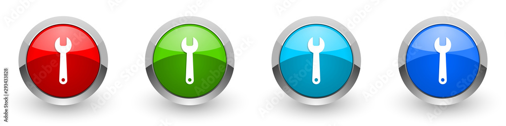 Poster tool silver metallic glossy icons, red, set of modern design buttons for web, internet and mobile ap