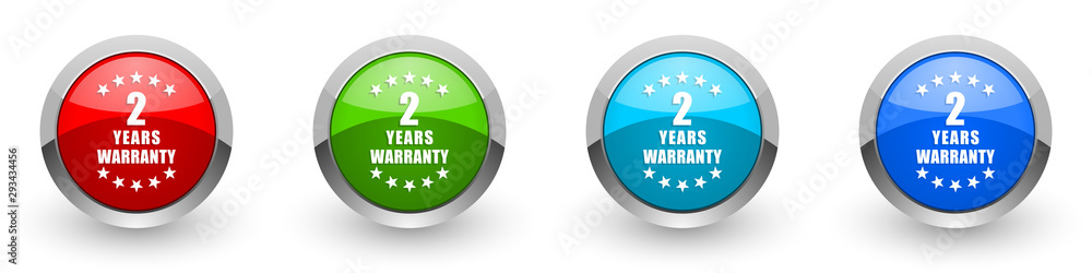 Aufkleber warranty guarantee 2 year silver metallic glossy icons, red, set of modern design buttons for web, i