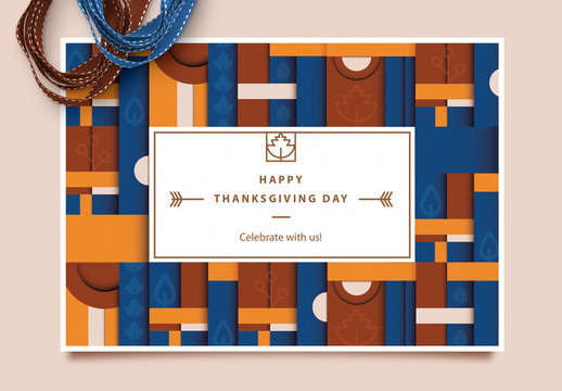 Geometric Pattern Thanksgiving Card Layout