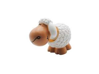 Plastic sheep toy Isolated on white background. Clipping Path